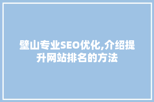 壁山专业SEO优化,介绍提升网站排名的方法