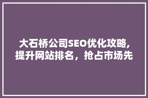 大石桥公司SEO优化攻略,提升网站排名，抢占市场先机