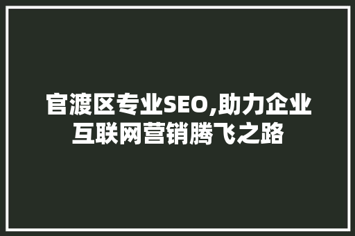 官渡区专业SEO,助力企业互联网营销腾飞之路