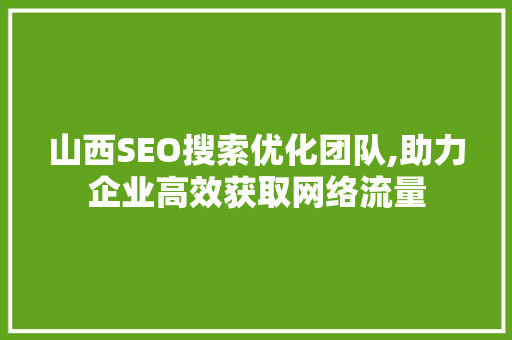 山西SEO搜索优化团队,助力企业高效获取网络流量