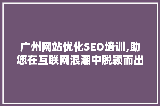 广州网站优化SEO培训,助您在互联网浪潮中脱颖而出 SEO关键词