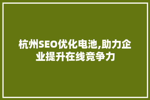 杭州SEO优化电池,助力企业提升在线竞争力