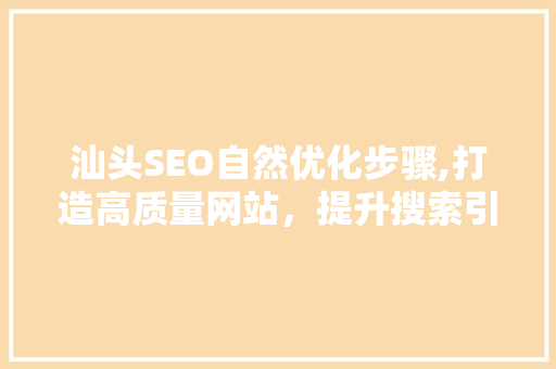 汕头SEO自然优化步骤,打造高质量网站，提升搜索引擎排名
