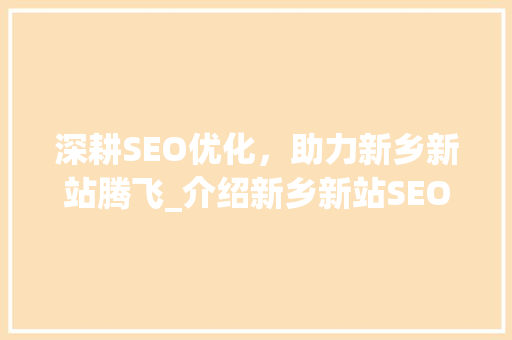 深耕SEO优化，助力新乡新站腾飞_介绍新乡新站SEO推广步骤