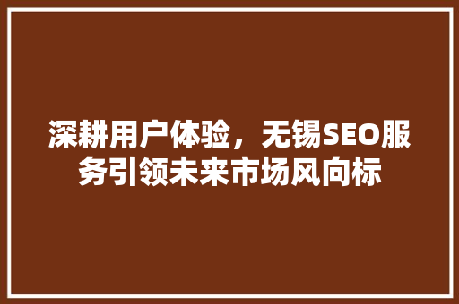 深耕用户体验，无锡SEO服务引领未来市场风向标