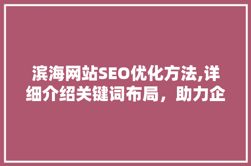 滨海网站SEO优化方法,详细介绍关键词布局，助力企业高效推广 SEO关键词