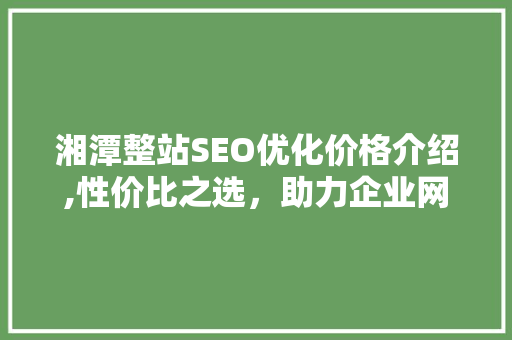 湘潭整站SEO优化价格介绍,性价比之选，助力企业网络营销腾飞 神马SEO