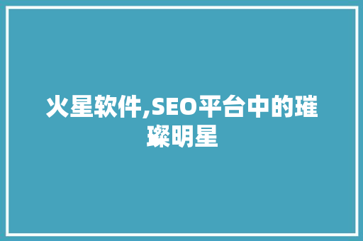 火星软件,SEO平台中的璀璨明星