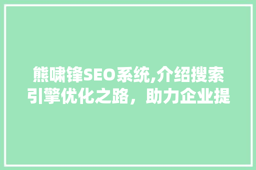 熊啸锋SEO系统,介绍搜索引擎优化之路，助力企业提升在线竞争力 SEO关键词