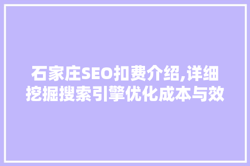 石家庄SEO扣费介绍,详细挖掘搜索引擎优化成本与效益 网站建设公司