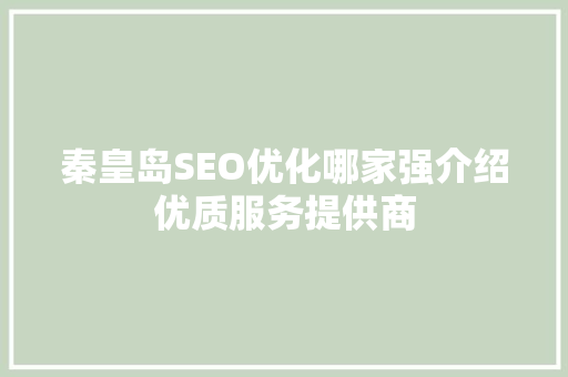 秦皇岛SEO优化哪家强介绍优质服务提供商 SEO关键词
