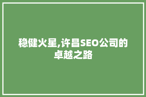 稳健火星,许昌SEO公司的卓越之路