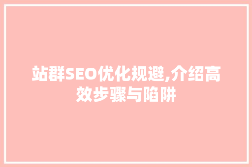 站群SEO优化规避,介绍高效步骤与陷阱 网站建设公司