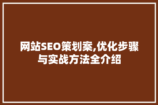 网站SEO策划案,优化步骤与实战方法全介绍 网站建设公司