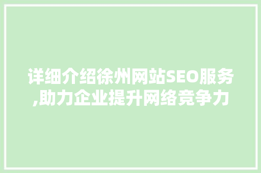 详细介绍徐州网站SEO服务,助力企业提升网络竞争力 百度SEO