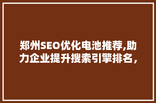 郑州SEO优化电池推荐,助力企业提升搜索引擎排名，抢占市场先机