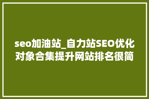 seo加油站_自力站SEO优化对象合集提升网站排名很简单