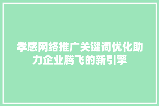 孝感网络推广关键词优化助力企业腾飞的新引擎