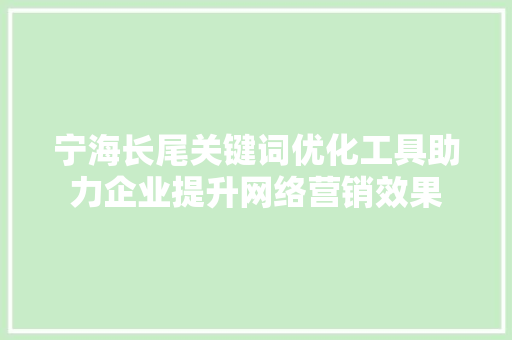 宁海长尾关键词优化工具助力企业提升网络营销效果