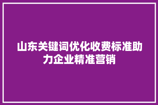 山东关键词优化收费标准助力企业精准营销