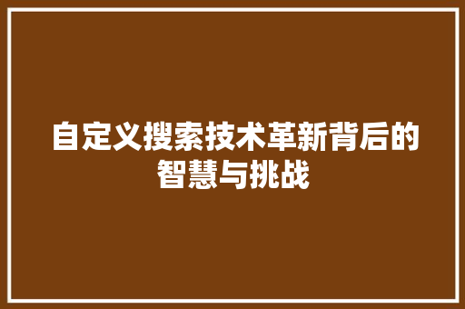 自定义搜索技术革新背后的智慧与挑战