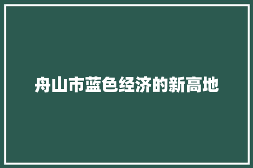 舟山市蓝色经济的新高地