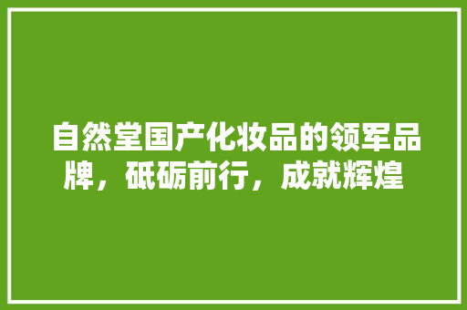 自然堂国产化妆品的领军品牌，砥砺前行，成就辉煌 神马SEO