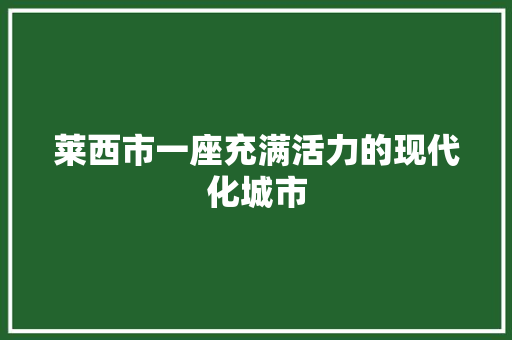 莱西市一座充满活力的现代化城市 神马SEO