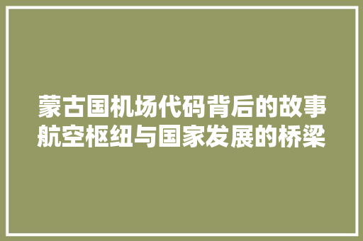 蒙古国机场代码背后的故事航空枢纽与国家发展的桥梁 百度SEO