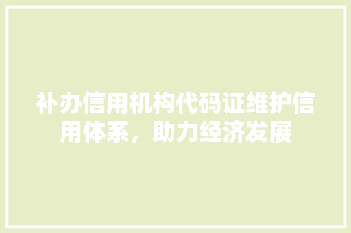补办信用机构代码证维护信用体系，助力经济发展 搜狗SEO