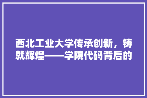 西北工业大学传承创新，铸就辉煌——学院代码背后的故事