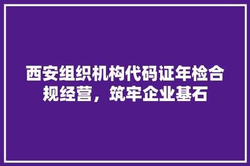 西安组织机构代码证年检合规经营，筑牢企业基石 搜狗SEO