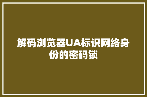 解码浏览器UA标识网络身份的密码锁
