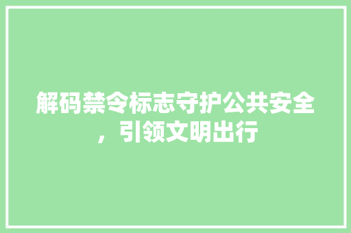解码禁令标志守护公共安全，引领文明出行 神马SEO