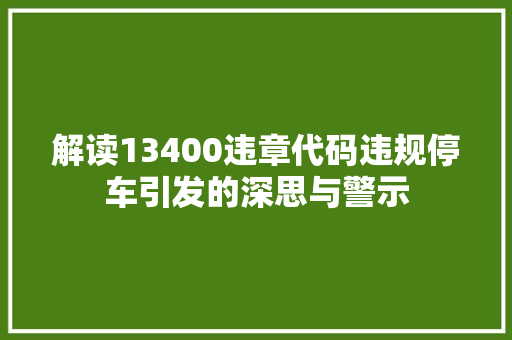 解读13400违章代码违规停车引发的深思与警示 必应SEO