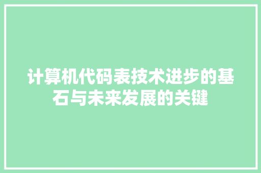 计算机代码表技术进步的基石与未来发展的关键 必应SEO