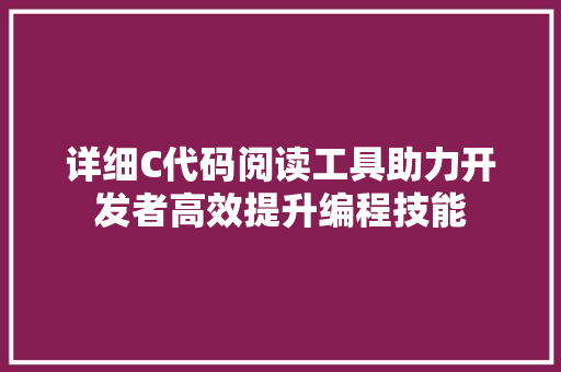 详细C代码阅读工具助力开发者高效提升编程技能 SEO关键词