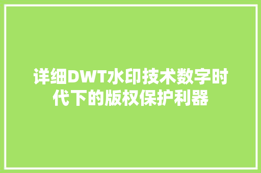 详细DWT水印技术数字时代下的版权保护利器 神马SEO