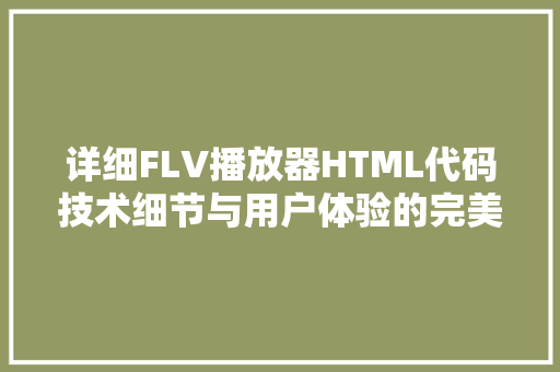 详细FLV播放器HTML代码技术细节与用户体验的完美融合 必应SEO 详细FLV播放器HTML代码技术细节与用户体验的完美融合 详细FLV播放器HTML代码技术细节与用户体验的完美融合 必应SEO