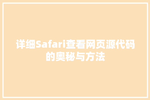 详细Safari查看网页源代码的奥秘与方法 必应SEO