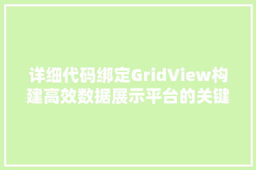 详细代码绑定GridView构建高效数据展示平台的关键