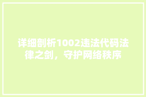 详细剖析1002违法代码法律之剑，守护网络秩序