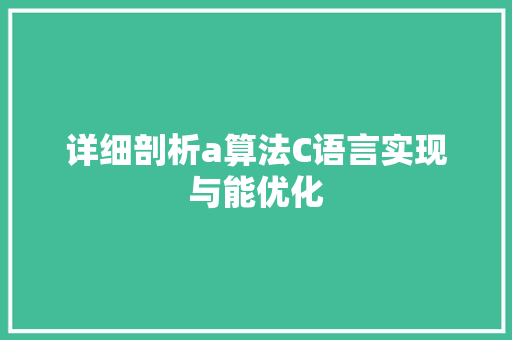 详细剖析a算法C语言实现与能优化 神马SEO