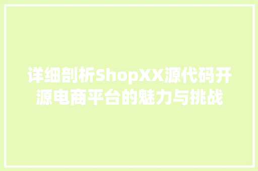 详细剖析ShopXX源代码开源电商平台的魅力与挑战