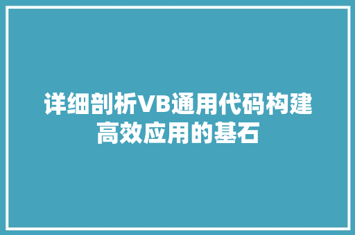 详细剖析VB通用代码构建高效应用的基石 必应SEO