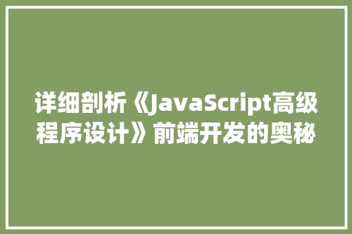 详细剖析《JavaScript高级程序设计》前端开发的奥秘