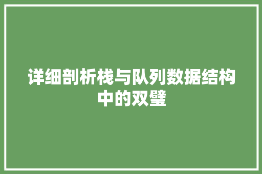 详细剖析栈与队列数据结构中的双璧 搜狗SEO