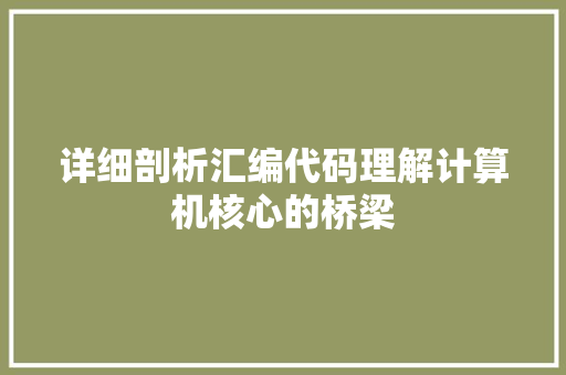 详细剖析汇编代码理解计算机核心的桥梁
