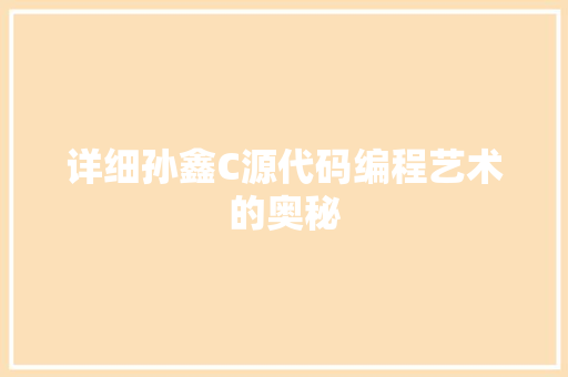 详细孙鑫C源代码编程艺术的奥秘 网站建设公司