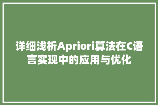 详细浅析Apriori算法在C语言实现中的应用与优化